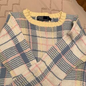 Polo by Ralph Lauren Pastel Plaid Knit Sweater - Blue, Cream, Yellow, Pink